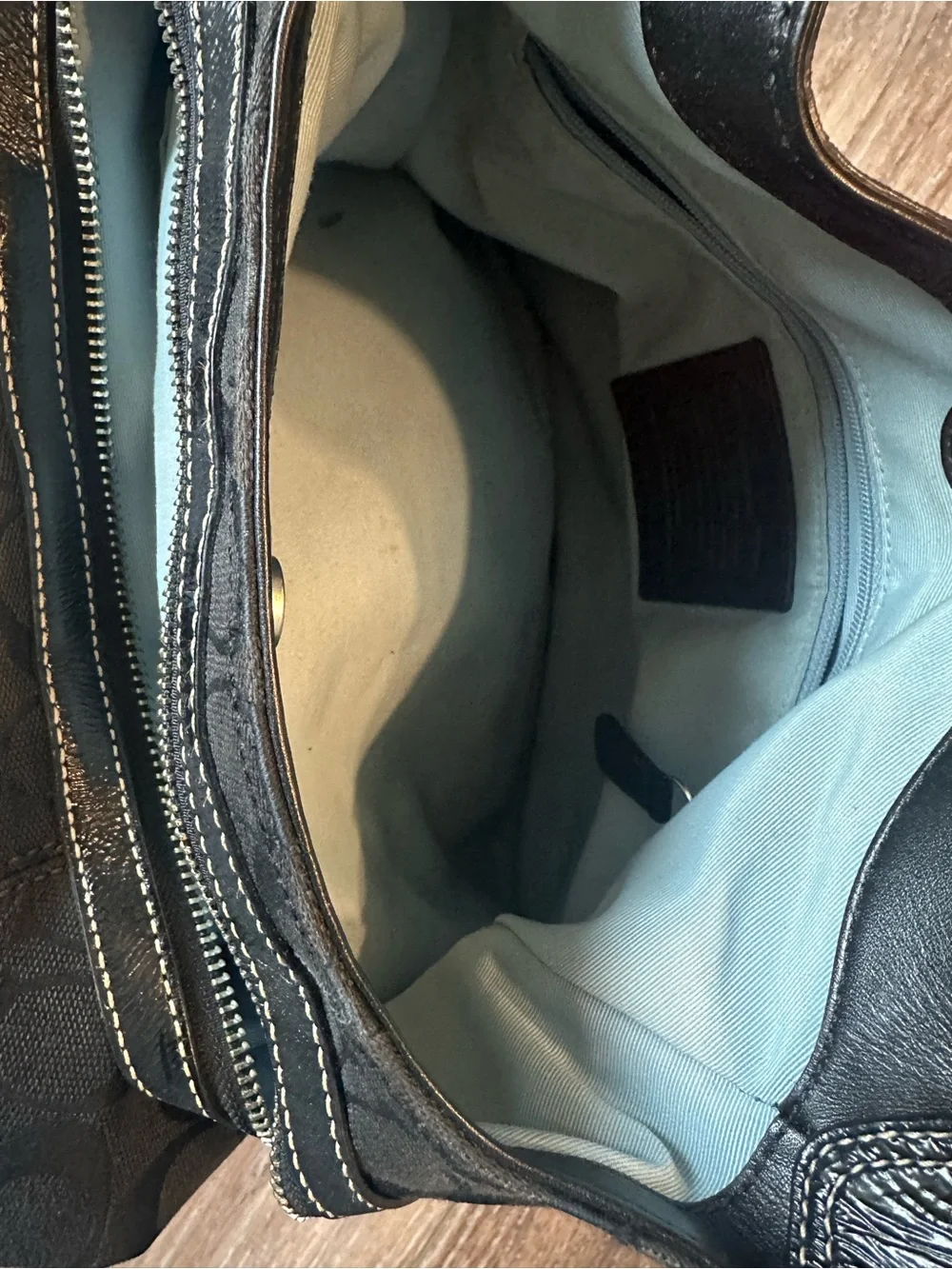 Coach Black SoHo Lynn Signature Hobo Bag with Buckle Accent